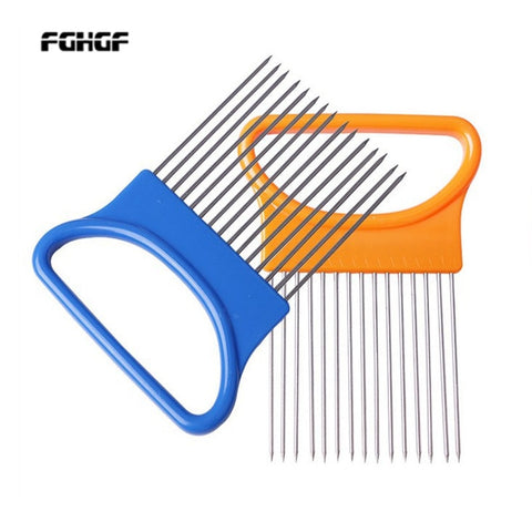 Default Title - 1PC Shrendders Slicers Tomato Onion Vegetables Slicer Cutting Aid Holder Guide Slicing Cutter Safe Fork Kitchen Cooking Tools