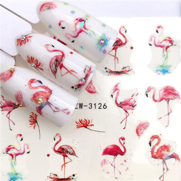 YZW-3126 - YZWLE Flower Series  Nail Art Water Transfer Stickers Full Wraps Deer/Lavender Nail Tips DIY