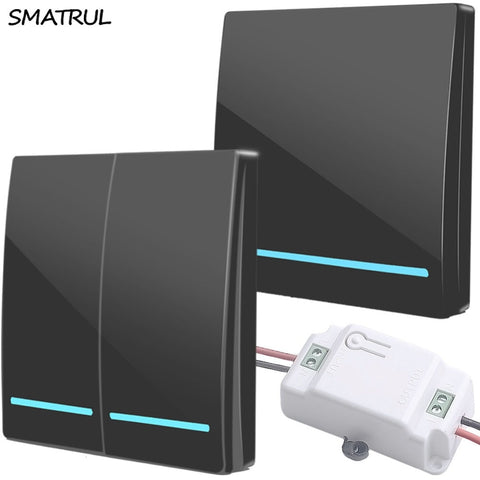 [variant_title] - SMATRUL 433Mhz smart push Wireless Switch Light RF Remote Control AC 110V 220V Receiver Wall Panel button Bedroom Ceiling Lamp