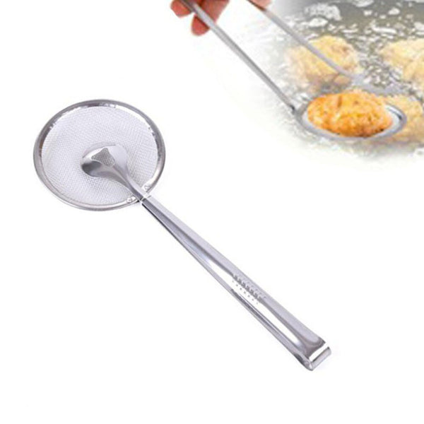 Default Title - New Multi-functional Filter Spoon With Clip Food Kitchen Oil-Frying BBQ Filter Stainless Steel Clamp Strainer Kitchen Tools