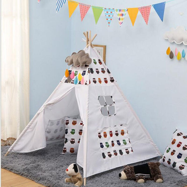 [variant_title] - Baby Play Teepee Children's Toys Tent Foldable Indian Wooden Game House Wigwams For Kids Reading Corner Decor Photography Props