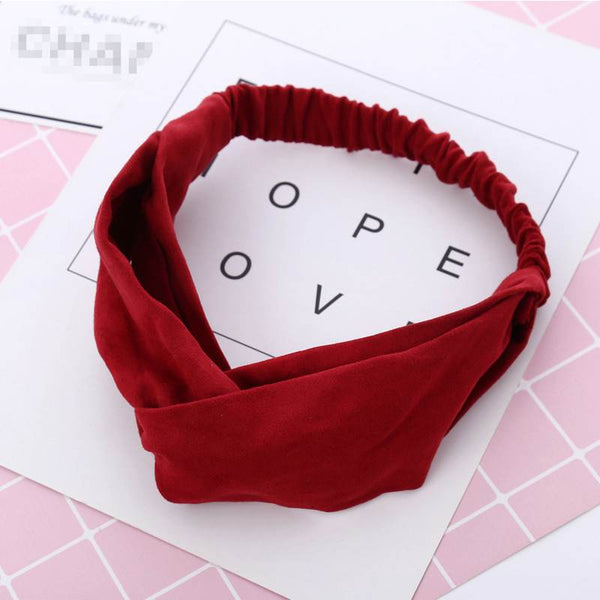 style 4 wine red - Cotton Women Headband Turban Solid Color Girls Knot Hairband Hair Accessories Twisted Ladies Makeup Elastic Hair Bands Headwrap
