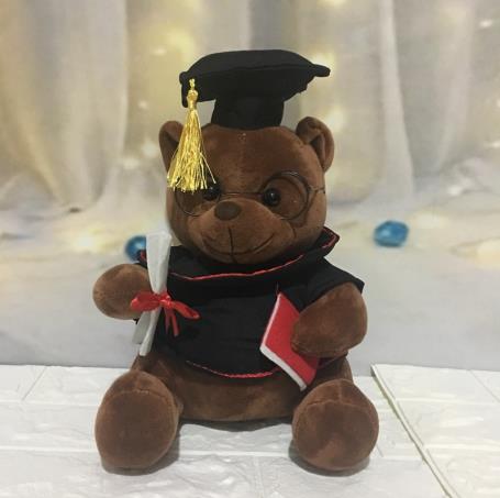 dark brown / 18cm - 1pc 18cm/23cm Dr. Bear Plush Toy Stuffed Teddy Bear Animal Toys for Kids Funny Graduation Gift for Children Home Decor