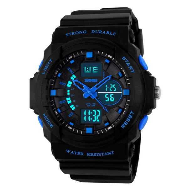 Blue - SKMEI Shock Resistant Watches Waterproof Men Women Kids Outdoor Sport Timing Watch Multifunction Children Fashion Wristwatches