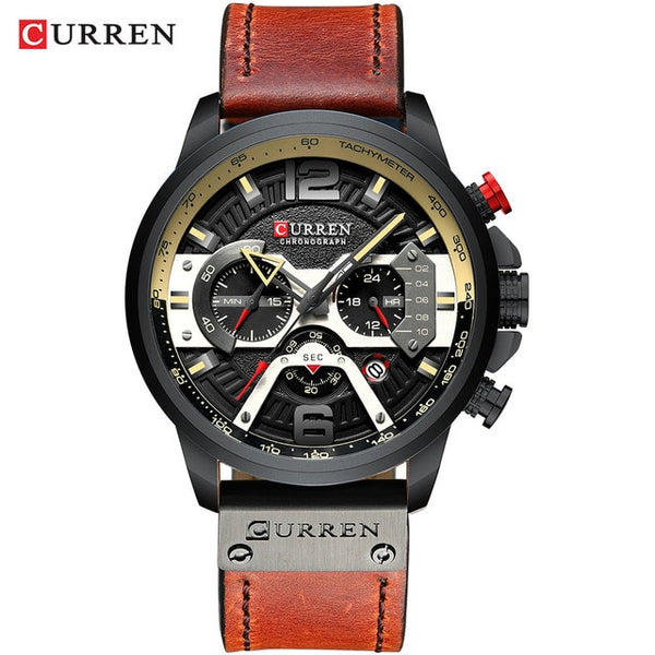 red black - Watches Men CURREN Brand Men Sport Watches Men's Quartz Clock Man Casual Military Waterproof Wrist Watch relogio masculino