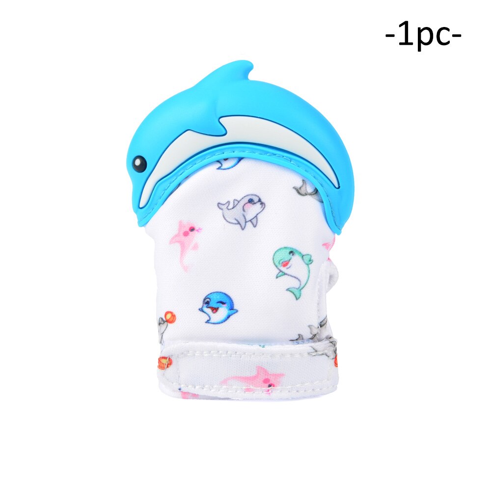 1 - LOFCA 1PC Dolphin Panda baby teething Glove Pacifier Glove Teether  Mitten Wrapper Sound Teething Chewable bead Newborn Toddler