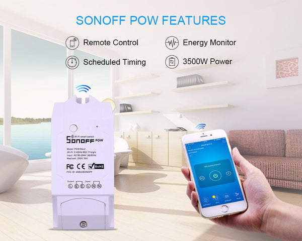 [variant_title] - Sonoff Pow R2 Wireless WiFi Switch ON/Off 15A With Real Time Power Consumption Measurement Watt Meter Smart Home Module 3500w