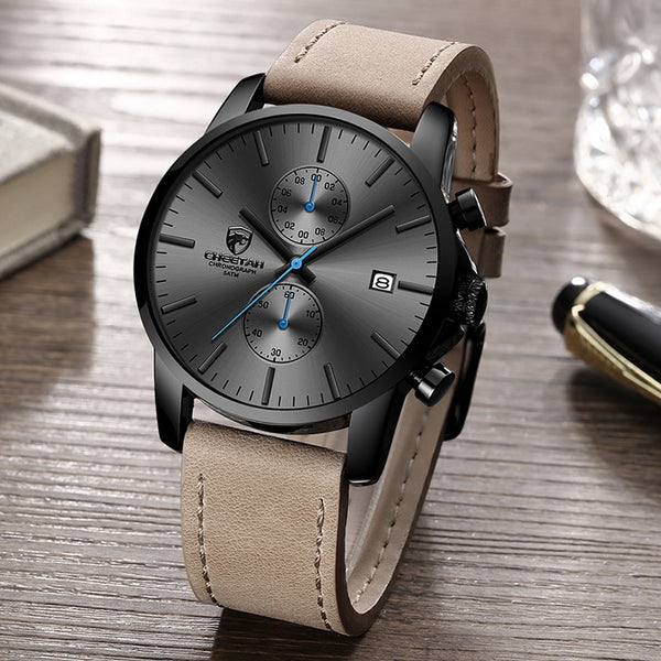 [variant_title] - 2019 Men Watch CHEETAH Brand Fashion Sports Quartz Watches Mens Leather Waterproof Chronograph Clock Business Relogio Masculino