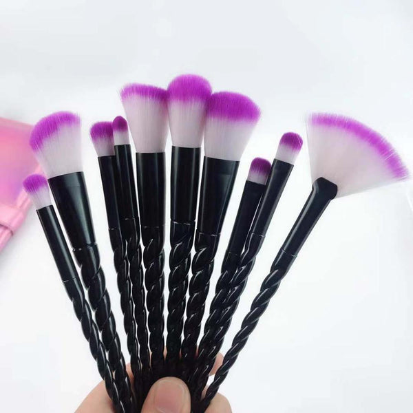 Red - 10pcs Unicorn Makeup Brush Set Foundation Powder Eye shadow Make Up Brushes Beauty Makeup Cosmetic Tools pincel maquiagem