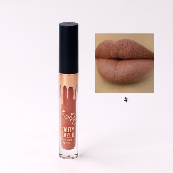 NB5-01 - BEAUTY GLAZED 6 Colors Matte Lipstick Set Waterproof Long Lasting Lip Gloss Nude Velvet Pigment Batom Women Fashion Lip Makeup