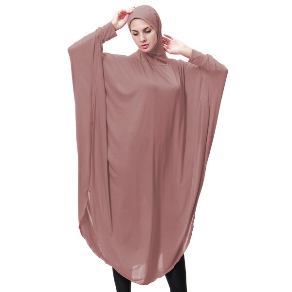 deep pink / Length-115 cm - Muslim Lady Thobe With Hijab Abaya Dress Face Cover Jilbab Prayer Clothing Ramadan for Women Long Sleeve Middle East Robe Islam