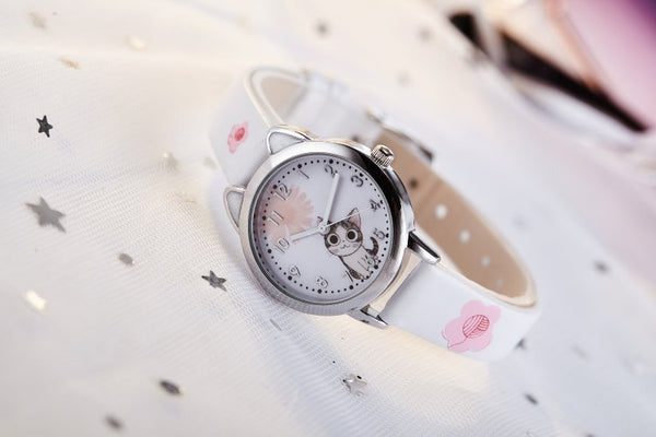 white - NEW arrive Cute Cheese Cat Pattern Kids Watch Quartz Analog Child Watches For Boys Girls Student Clock Gift Relogio Feminino