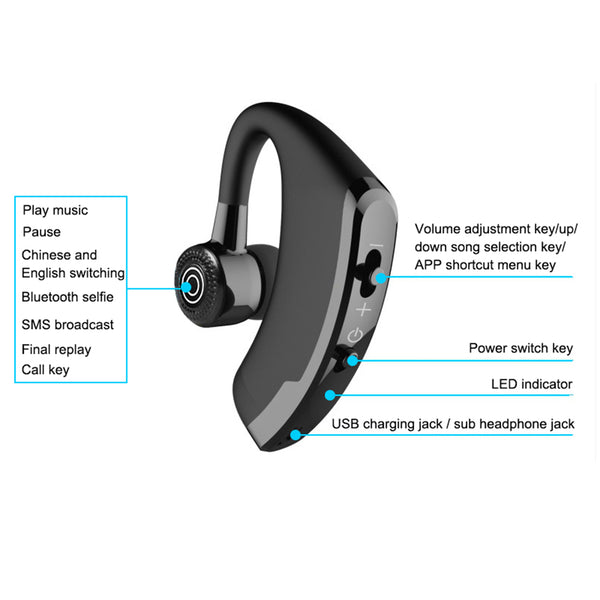 [variant_title] - New V9 Handsfree Wireless Bluetooth Earphones Noise Control Business Wireless Bluetooth Headset with Mic for Driver Sport