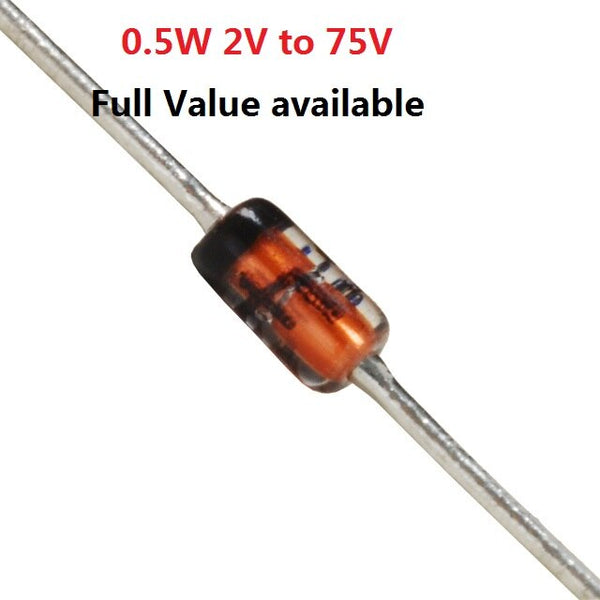 [variant_title] - 100pcs 1/2W Zener diode DO-35 BZX55C2V2 2V 2.2/2.4/2.7/3/3.3/3.6/3.9/4.3/4.7/5.1/5.6/6.2/6.8/7.5/8.2/9.1/V  10V 11V 12V 13V 15V