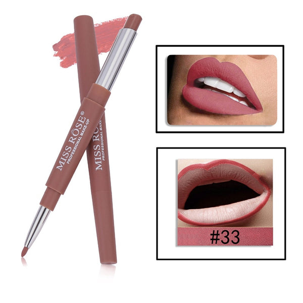33 - 14 Color Double-end Lip Makeup Lipstick Pencil Waterproof Long Lasting Tint Sexy Red Lip Stick Beauty Matte Liner Pen Lipstick