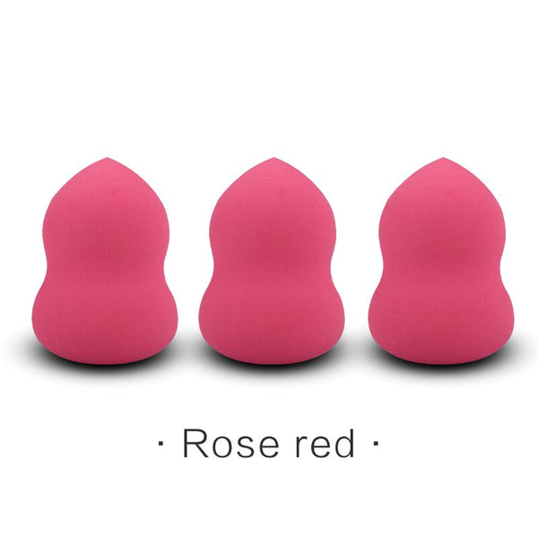 3pcs-Rose red - Beauty Makeup Sponge 1Pcs Foundation Powder Puff Smooth Latex Free Egg Shape Cosmetic Sponge Make Up Tools