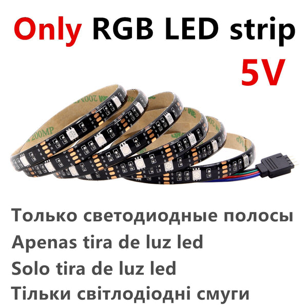 Only led light strip / IP20 Not Waterproof / 100CM - BEILAI DC 5V USB LED Strip 5050 Waterproof RGB LED Light Flexible 50CM 1M 2M add 3 17Key Remote For TV Background Lighting
