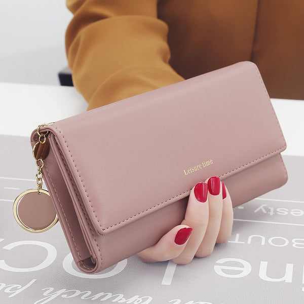 Pink - New Fashion Women Wallets Long Style Multi-functional wallet Purse Fresh PU leather Female Clutch Card Holder