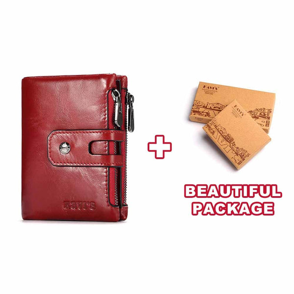 Red M BOX - KAVIS Free Engraving Name Genuine Leather Wallet Men PORTFOLIO Gift Male Cudan Portomonee Perse Coin Purse Pocket Money Bag