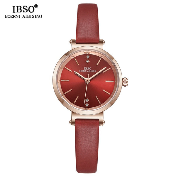 Red - IBSO 8 MM Ultra-Thin Wrist Women Watches Luxury Female Clock Fashion Montre Femme 2019 Quartz Ladies Watch Relogio Feminino