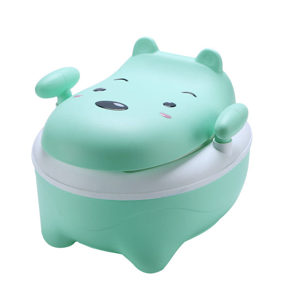 Green No Soft Pad - Baby Potty Toilet Bowl Children's Training Pan Toilet Seat Cartoon Bear Bedpan Portable Kids Urinal Comfortable Backrest Potties