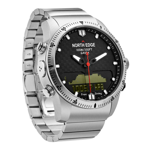 [variant_title] - Men Dive Sports Digital watch Mens Watches Military Army Luxury Full Steel Business Waterproof 100m Altimeter Compass NORTH EDGE