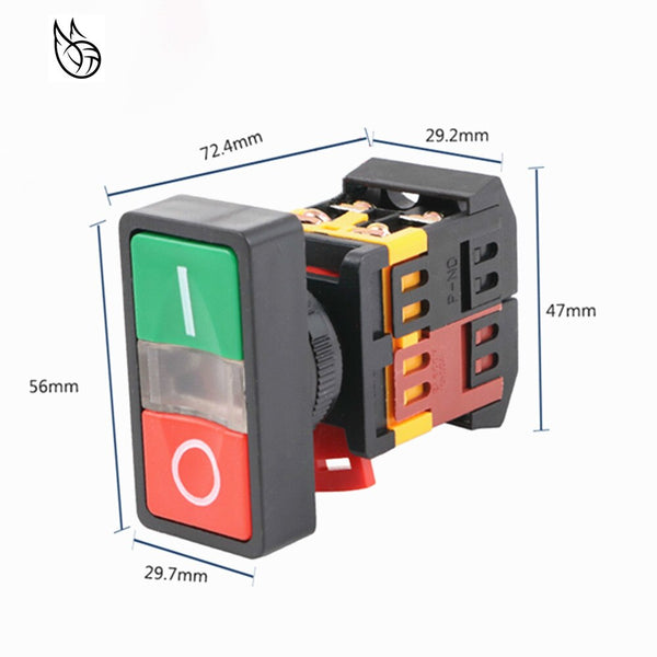 [variant_title] - AS-22N 25N Start-stop Double Pushbuttons Switch With LED Lamp(Mounting hole 22mm 25mm)(DC 12/24/36 V AC/220/380V)