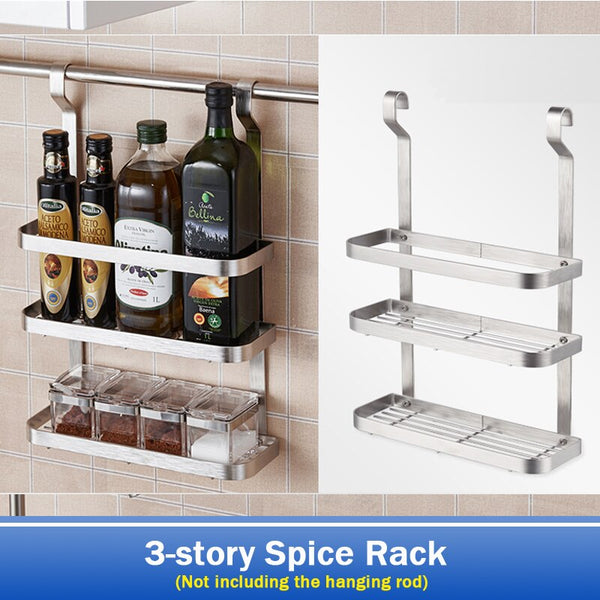 [variant_title] - Stainless Steel Kitchen Shelf Rack DIY Wall Hanging Storage Holders Cross Tube Dish Pan Cover Racks Kitchen Organizer Tools