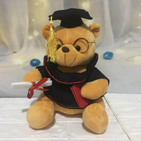 little brown / 18cm - 1pc 18cm/23cm Dr. Bear Plush Toy Stuffed Teddy Bear Animal Toys for Kids Funny Graduation Gift for Children Home Decor