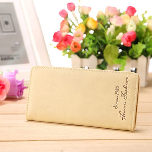 Beige - Minimalist Designer Slim Long Bifold Women Wallet Female Clutch Leather Brand Coin Purse Ladies Card Holder Money Dollar Cuzdan