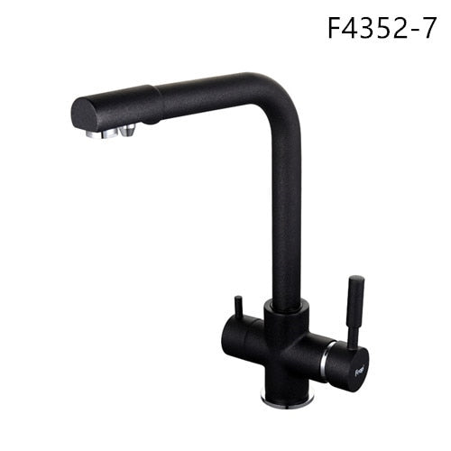 F4352 7 - Frap New Black Kitchen sink Faucet mixer Seven Letter Design 360 Degree Rotation Water Purification tap Dual Handle F4352 series