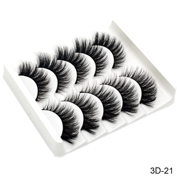 3D-21 - SEXYSHEEP 5Pairs 3D Mink Hair False Eyelashes Natural/Thick Long Eye Lashes Wispy Makeup Beauty Extension Tools