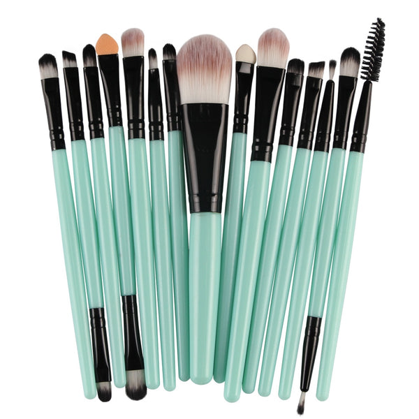 LH - MAANGE Pro 15Pcs Makeup Brushes Set Eye Shadow Foundation Powder Eyeliner Eyelash Lip Make Up Brush Cosmetic Beauty Tool Kit Hot