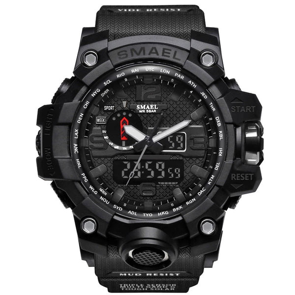 1545 Black - SMAEL Brand Men Sports Watches Dual Display Analog Digital LED Electronic Quartz Wristwatches Waterproof Swimming Military Watch