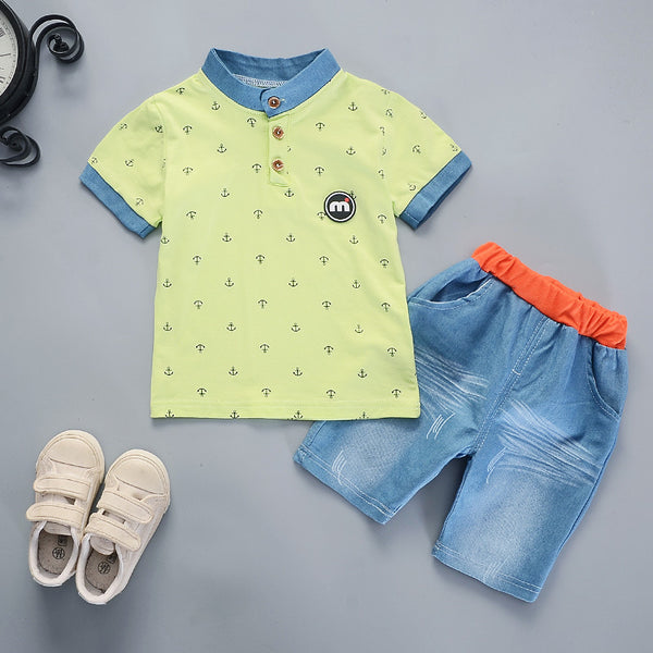 [variant_title] - 2019 Summer boys clothes sets Baby boy fashion print T-shirt + shorts  2 pieces baby cotton clothing set