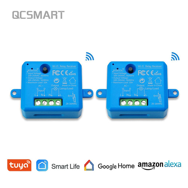 2 Pack - BLU - Tuya Smart Life Tiny WiFi Switch Socket Module DIY Smart Light and Socket Google Home Echo Alexa Voice Control Remote Control