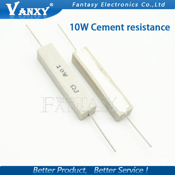 [variant_title] - 10pcs 10W Cement resistance resistor 1 2 5 8 10 15 20 25 100 ohm 1R 2R 5R 8R 10R 15R 20R 25R 100R 1k 2k 10k