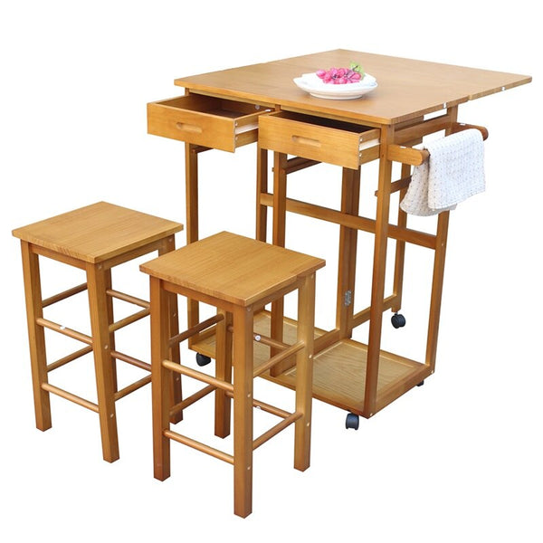 [variant_title] - Simple fashion Foldable Without Handle Dining Cart With Square Stools Kitchen organize storage cabinet Home furniture