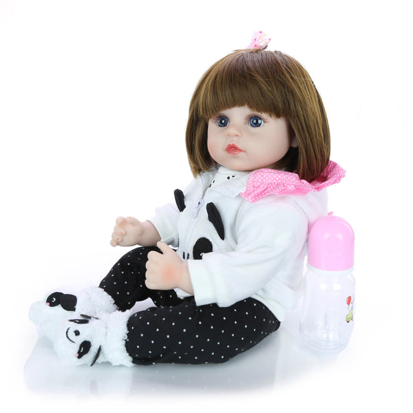 [variant_title] - KEIUMI Wholesale 18'' Newborn Silicone Menina Reborn Baby Doll Cute Panda Cartoon Bebê Children's Day Gifts with 3 pcs Hair Clip