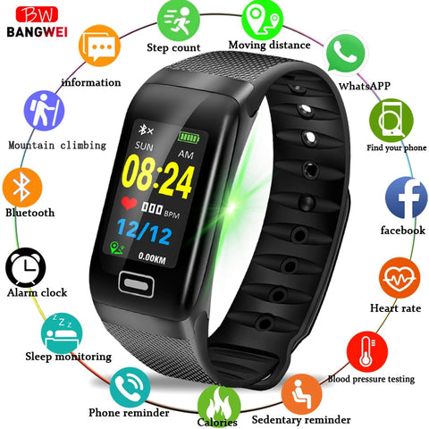 [variant_title] - BANGWEI Fitness smart watch men Women Pedometer Heart Rate Monitor Waterproof IP67 Swimming Running Sports Watch For Android IOS