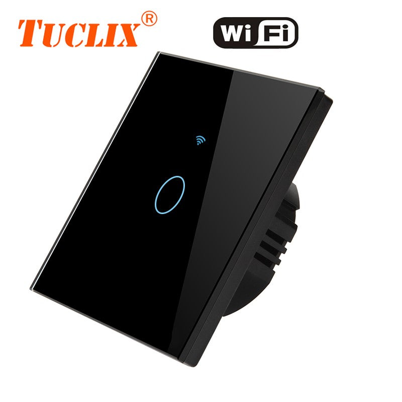 EU-WiFi-01 Black / 1-Gang - TUCLIX EU WiFi APP Switch 1/2/3 Gang 110-240v Wall Light Touch Screen Switch,Crystal Glass Switch Panel