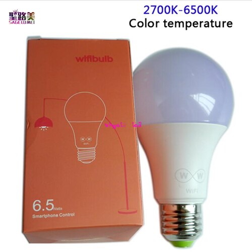 Color temperature - 6.5W WiFi Smart LED Bulb E27 andriod 2.3 or IOS8.0 Wifi APP Remote Control Color temperature/RGBW Timing Light Bulb home lamp