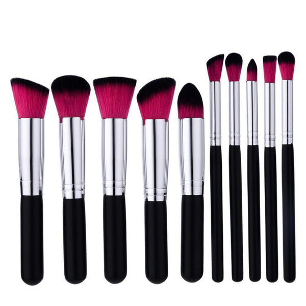 [variant_title] - 10PCS Make Up Foundation Eyebrow Eyeliner Blush Cosmetic Conceal Professional Makeup Brush Set Brushes Set Kit Pouch #2 (as picture)