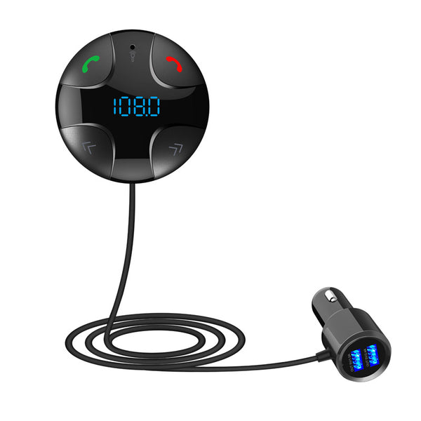 Black - JaJaBor Bluetooth Car Kit Handsfree FM Transmitter A2DP Wireless Car MP3 Player Support TF Card Music Play Dual USB Car Charger