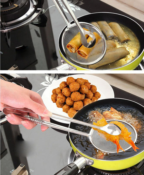 [variant_title] - New Multi-functional Filter Spoon With Clip Food Kitchen Oil-Frying BBQ Filter Stainless Steel Clamp Strainer Kitchen Tools