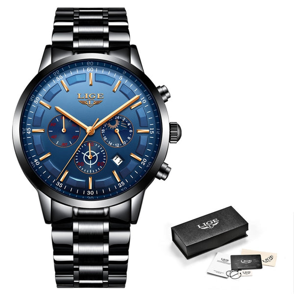 Black Rose Blue - Relojes 2018 Watch Men LIGE Fashion Sport Quartz Clock Mens Watches Top Brand Luxury Business Waterproof Watch Relogio Masculino