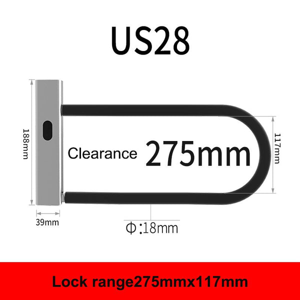 US28 - Smart Bluetooth APP Door lock U shape Lock for Store Company Glass Double Door Anti-theft APP Remote Control U-shaped locks