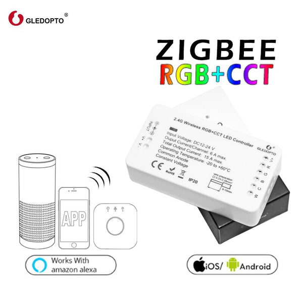 gledopto 1ID/2ID rgb+cct led controller  ZIGBEE ZLL DC12-24V strip light controller rgbw/cw work whit echo plus smart app contro