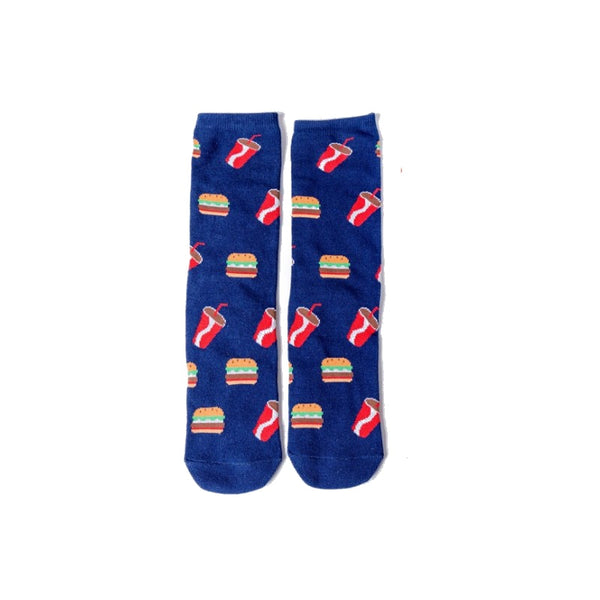 Women Socks Funny Cute Cartoon Fruits Banana Avocado Lemon Egg Cookie Donuts Food Happy Japanese Harajuku skateboard  Socks