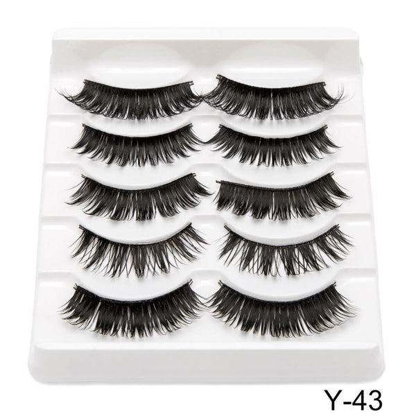 Y43 - SEXYSHEEP 5Pairs 3D Mink Hair False Eyelashes Natural/Thick Long Eye Lashes Wispy Makeup Beauty Extension Tools